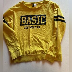 H&M Yellow Crew Neck Sweater with Black Print